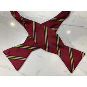 Vintage Brooks Brothers Makers Repp Silk Self Tie Bowtie Bow Tie Red Yellow